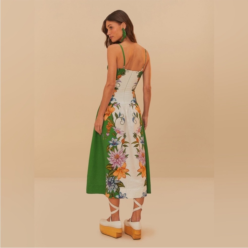 FARM RIO Off-White Sweet Bloom Dreamscape Lenzing Ecovero Euroflax Midi Dress XL - Picture 2 of 3